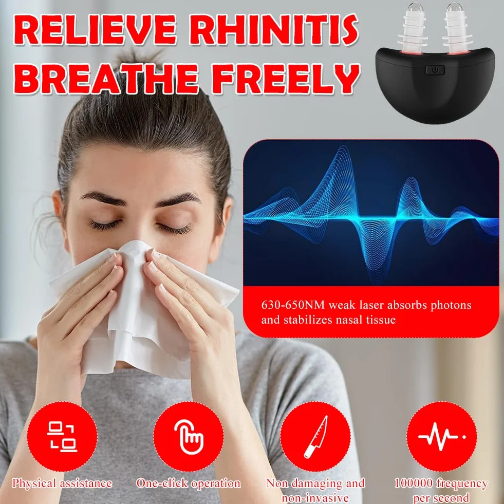 Luz sinusal sin nariz, Respirelief Red Light Nasal Therapier, Instrumento de Terapia Nasal Luz Roja, Sinusitis Luz Roja Dispositivo de Terapia Nasal, Promueve la Respiración Natural y Alivio De