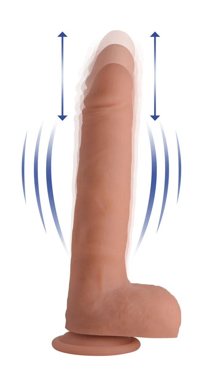 Big Shot Vibrating & Thrusting Xl Dildo With Suction Cup And Balls - Beige 520 g