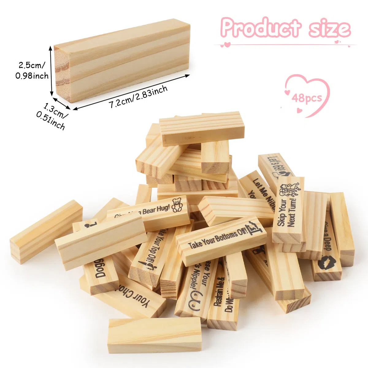 Juego de Torre de Parejas, 48 Piezas Juego de Apilar Parejas, Torre de Bloques Super Traviesa, con Retos para Calentar Romance, Regalos para Una Cita Nocturna