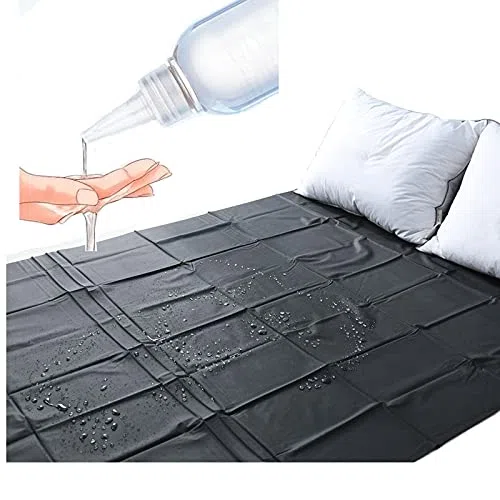 FLUORO Resistente al Agua, Cuerpo húmedo, romántico, Grande, Negro, sábana de PVC, lubricante, Bebida, desbordamiento, Adecuado para la mayoría de Las Camas