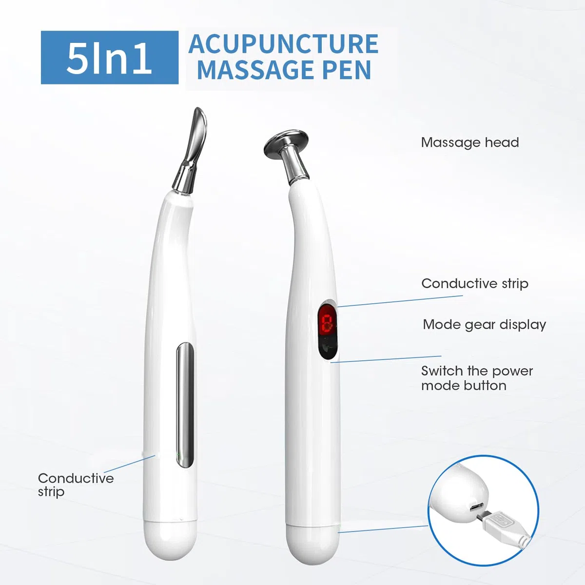 Acupuntura Masaje Pen,modelo recargable Lápiz Eléctrico de Masaje para Acupuntura,Acupuntura Terapia Heal Masaje Pen Meridian Energy Pen